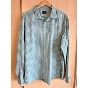 Mens 3XL XXL  UNTUCKIT  Green‎ Plaid Nylon Button Up Long Sleeve Shirt